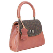 Das Impex Harris Tweed Mini Leather Satchel Bag - Tan/Brown