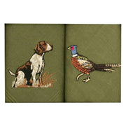 David Aster Pheasant and Hound Country Embroidered Cotton Handkerchief Set - Green