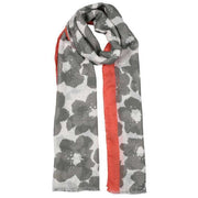 Dents Abstract Floral Print Lightweight Scarf - Grey