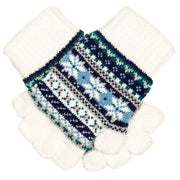 Dents Abstract Half Finger Knitted Gloves - Winter White