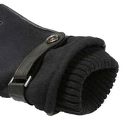 Dents Amesbury Touchscreen Flannel and Leather Gloves - Black