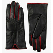 Dents Aveline Single-Point Leather Gloves - Black/Berry Red