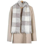 Dents Buffalo Check Boucle Scarf - Ivory White/Beige