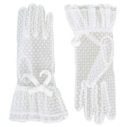 Dents Caroline Double Cuff and Bow Spotty Tulle Gloves - Ivory