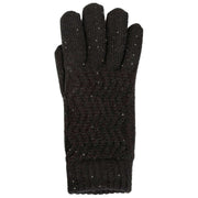 Dents Chevron Knit Sequin Gloves - Black