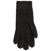 Dents Chevron Knit Sequin Gloves - Black