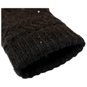 Dents Chevron Knit Sequin Gloves - Black