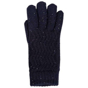 Dents Chevron Knit Sequin Gloves - Navy
