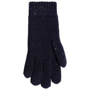 Dents Chevron Knit Sequin Gloves - Navy