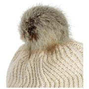 Dents Chevron Pom Pom Knit Bobble Hat - Natural Beige