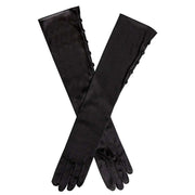 Dents Daphne Long Below Elbow Satin Button Gloves - Black