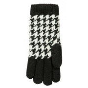 Dents Dogtooth Jacquard Knitted Gloves - Black/Winter White