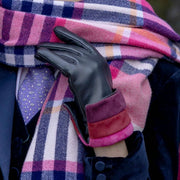 Dents Elodie Touchscreen Leather Gloves - Black/Pink