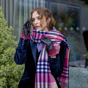Dents Elodie Touchscreen Leather Gloves - Black/Pink
