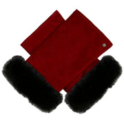 Dents Eva Trim Fingerless Suede Mittens - Berry/Black