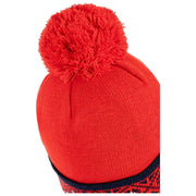 Dents Fair Isle Brim Bobble Hat - Berry Red/Navy