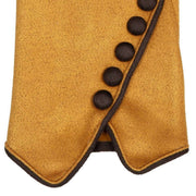 Dents Faux Suede Button Gloves - Ochre Yellow/Chocolate Brown