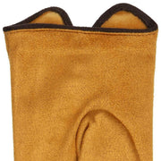 Dents Faux Suede Button Gloves - Ochre Yellow/Chocolate Brown