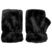 Dents Fingerless Faux Fur Mittens - Black