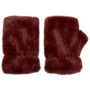 Dents Fingerless Faux Fur Mittens - Burgundy