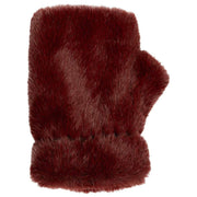 Dents Fingerless Faux Fur Mittens - Burgundy