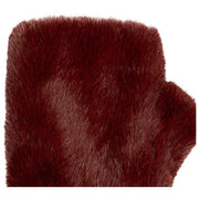 Dents Fingerless Faux Fur Mittens - Burgundy