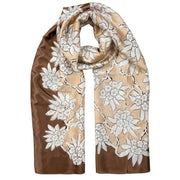 Dents Floral Print Lightweight Scarf - Beige/Chocolate