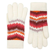 Dents Jacquard Contrasting Stipes Knitted Gloves - Winter White