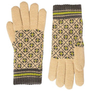 Dents Jacquard Fair Isle Knitted Gloves - Toffee Beige/Charcoal Grey