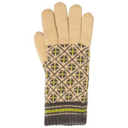 Dents Jacquard Fair Isle Knitted Gloves - Toffee Beige/Charcoal Grey