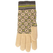 Dents Jacquard Fair Isle Knitted Gloves - Toffee Beige/Charcoal Grey