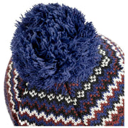 Dents Jacquard Fair Isle Pom Pom Bobble Hat - Navy/White/Brown