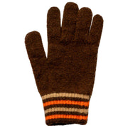 Dents Knitted Stripe Cuff Gloves - Chocolate Brown
