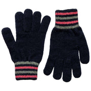 Dents Knitted Stripe Cuff Gloves - Navy