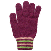 Dents Knitted Stripe Cuff Gloves - Orchid Burgundy
