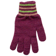 Dents Knitted Stripe Cuff Gloves - Orchid Burgundy