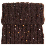 Dents Marl Yarn Half Finger Gloves - Chocolate Brown