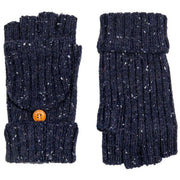 Dents Marl Yarn Half Finger Gloves - Navy