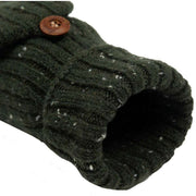 Dents Marl Yarn Half Finger Gloves - Olive Green