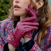 Dents Mosie Touchscreen Leather Gloves - Shiraz Burgundy