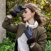 Dents Nieve Touchscreen Leather Gloves - Mocca Brown