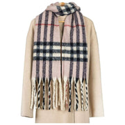 Dents Plaid Check Blanket Scarf - Pale Pink/Black