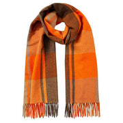 Dents Plaid Large Check Scarf - Marmalade Orange/Tan