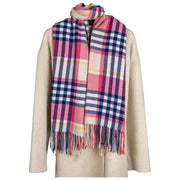Dents Plain Check Scarf - Candy Pink/Navy
