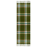 Dents Plain Check Scarf - Olive Green/White