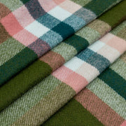 Dents Plain Check Scarf - Olive Green/White