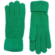 Dents Ribbed Knit Gloves - Emerald Green