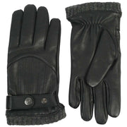 Dents Sherborne Knitted Cuff Touchscreen Leather Gloves - Black/Grey