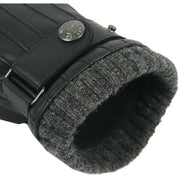 Dents Sherborne Knitted Cuff Touchscreen Leather Gloves - Black/Grey