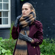 Dents Stripe Blanket Scarf - Camel Beige/Black